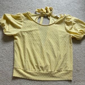 Meraki Yellow Puff Sleeve Top with Back detail